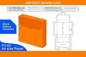 etichettatura cartone scatola o carta confezione Dieline modello e 3d vettore file vuoto Dieline modello