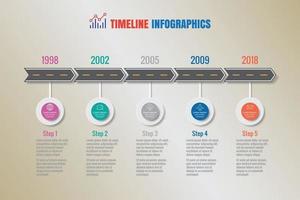 timeline di business roadmap infografica con 5 passaggi vettore