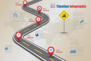 timeline di business roadmap infografica con segnali stradali vettore
