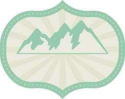 pastello verde e grigio illustrazione di montagna con raggi nel Vintage ▾ telaio. vettore
