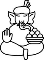 signore Ganesha Tenere ciotola di laddu nel il suo mano icona. vettore