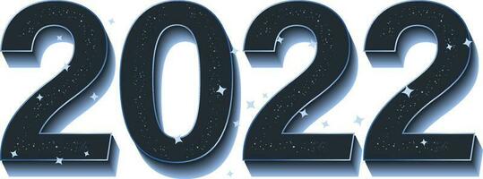 3d miscela 2022 numero con stelle su bianca sfondo. vettore