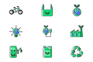 Ecologia concettuale icona verde imposta illustrazione vettoriale design