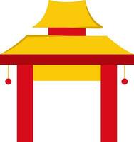 rosso e giallo Cinese edificio icona nel piatto stile. vettore