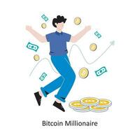 bitcoin milionario piatto stile design vettore illustrazione. azione illustrazione