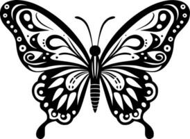farfalla - nero e bianca isolato icona - vettore illustrazione