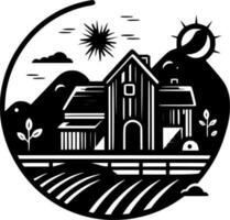 azienda agricola - nero e bianca isolato icona - vettore illustrazione