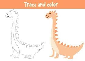 tracciare e colore cartone animato vettore Drago. educativo colorazione pagina. colorazione libro con carino dinosauro. grafia pratica per bambini in età prescolare.