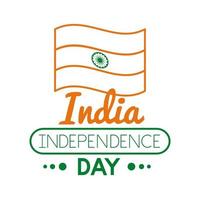 celebrazione dell'indipendenza dell'india con l'icona di stile della linea di bandiera vettore