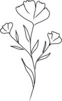 nero sagome di mano disegnato fiori e impianti isolato su bianca sfondo. monocromatico vettore illustrazioni nel schizzo stile