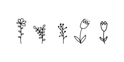 scarabocchio fiori. impostato con schema flora , semplice forme. vettore illustrazione isolato su bianca sfondo