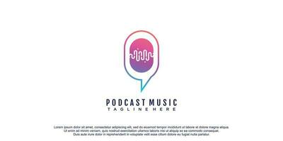 Podcast logo modello con creativo concetto e stile design vettore