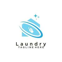 lavanderia logo con casa elemento creativo concetto design premio vettore