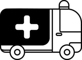 nero e bianca ambulanza icona nel piatto stile. vettore