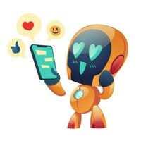 robot o chatbot avendo amore conversazione in linea vettore