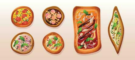 isolato Pizza superiore Visualizza vettore illustrazione impostato