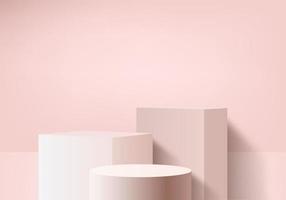 podio rosa minimo e scena con il vettore di rendering 3d in composizione astratta sullo sfondo illustrazione 3d mock up forme geometria della scena forma piattaforma per la fase di visualizzazione del prodotto per il prodotto in moderno