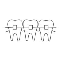 dente bretelle schema scarabocchio icona. odontoiatria, stomatologia e dentale cura concetto. vettore mano disegnato schizzo isolato su bianca sfondo. tre denti con bretelle
