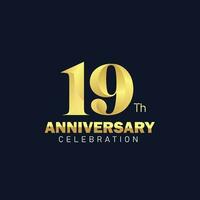 19 anniversario logo disegno, d'oro anniversario logo. 19 anniversario modello, 19esimo anniversario celebrazione vettore