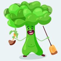 divertente personaggio di broccoli vettore