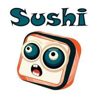 divertente sashimi vettore cartone animato carattere. carino sashimi facce, giapponese cibo. diverso Sushi personaggi, vettore illustrazione isolato su bianca sfondo