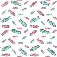 modello senza cuciture con piccoli pesci colorati stile disegnato a mano illustrazione vettoriale sfondo infinito stile cartone animato
