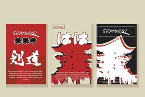vettore collezione di giapponese samurai manifesti. per stampa Abiti e Stampa media. anni 90 stile Giappone. arte samurai rosso e nero colore