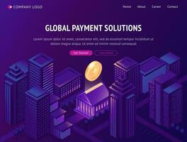 globale pagamento soluzioni isometrico atterraggio pagina vettore