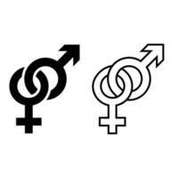 maschio e femmina icona vettore impostare. Genere illustrazione cartello collezione. uomo e donna simbolo o logo.