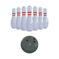 bowling palla e birilli perni vettore illustrazione. isolato su un' bianca sfondo. bowling gioco tempo libero concetto