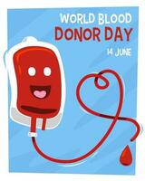 design per mondo sangue donatore giorno con carino cartone animato sangue Borsa vettore