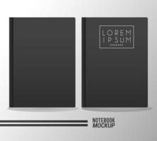 due libri mockup colore icone nere vettore