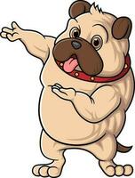 forte bulldog cartone animato in posa portafortuna personaggio vettore