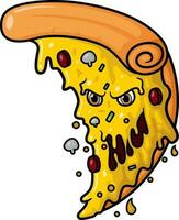 mostro fetta Pizza cartone animato portafortuna personaggio vettore