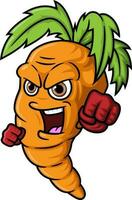 arrabbiato carota cartone animato portafortuna personaggio vettore