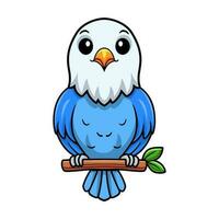 carino blu amore uccello cartone animato su albero ramo vettore