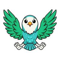 carino blu turchese uccello cartone animato volante vettore