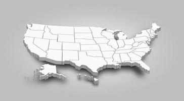 Mappa 3d degli stati uniti d'america vettore