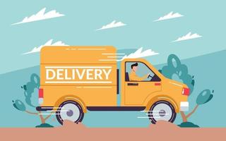 concetto di servizio di camion di consegna online vettore