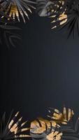 sfondo tropicale naturale realistico nero e foglia di palma oro vettore