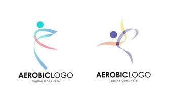 creativo fitness e benessere linea stile logo design vettore