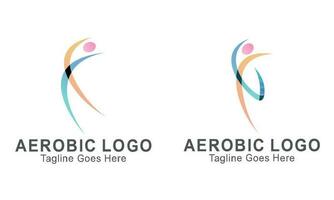 creativo fitness e benessere linea stile logo design vettore