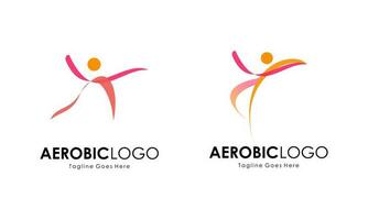 creativo fitness e benessere linea stile logo design vettore