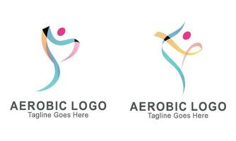 creativo fitness e benessere linea stile logo design vettore
