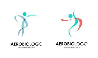 creativo fitness e benessere linea stile logo design vettore