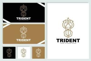 tridente logo, vettore Magia lancia di poseidon Nettuno, tritone re disegno, modello icona marca illustrazione