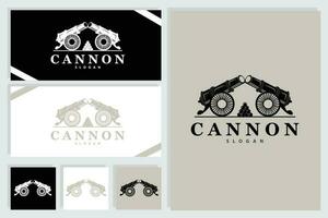 cannone logo, elegante semplice design retrò Vintage ▾ stile, guerra artiglieria vettore, illustrazione simbolo icona vettore