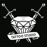 diamante di lusso con grafica tattoo studio di spade vettore