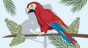 uccello selvatico pappagallo tropicale nella scena della giungla vettore