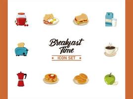 poster di lettere per l'ora della colazione con un pacchetto di dieci ingredienti vettore